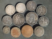 серебряные монеты  полтинник 1924 года,  рубль